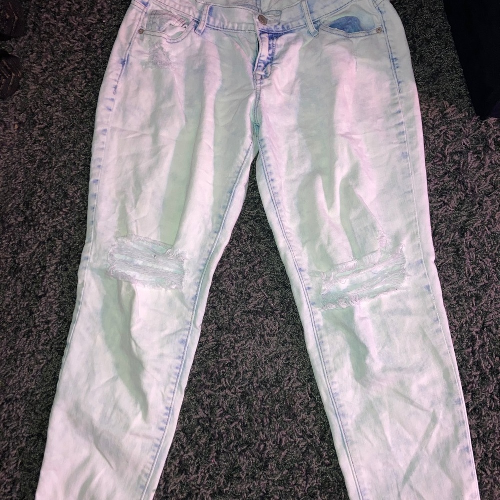 Bleached mom jeans with rips from old navy